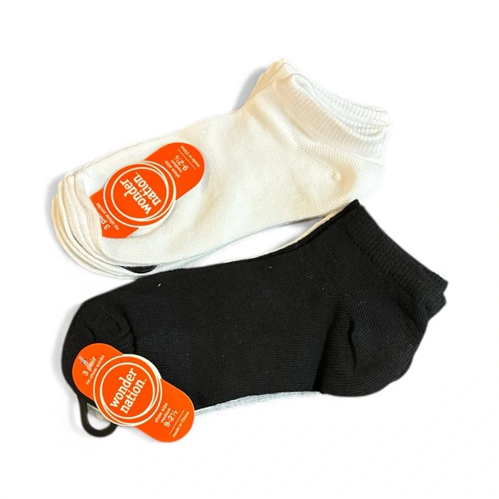 Wonder Nation Boys 6 Pack No Show Socks, Shoe Sizes M 9-2.5 new